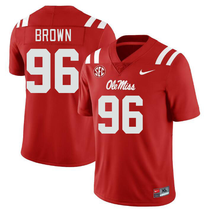 Men #96 Jamarious Brown Ole Miss Rebels College Football Jerseyes Stitched Sale-Red